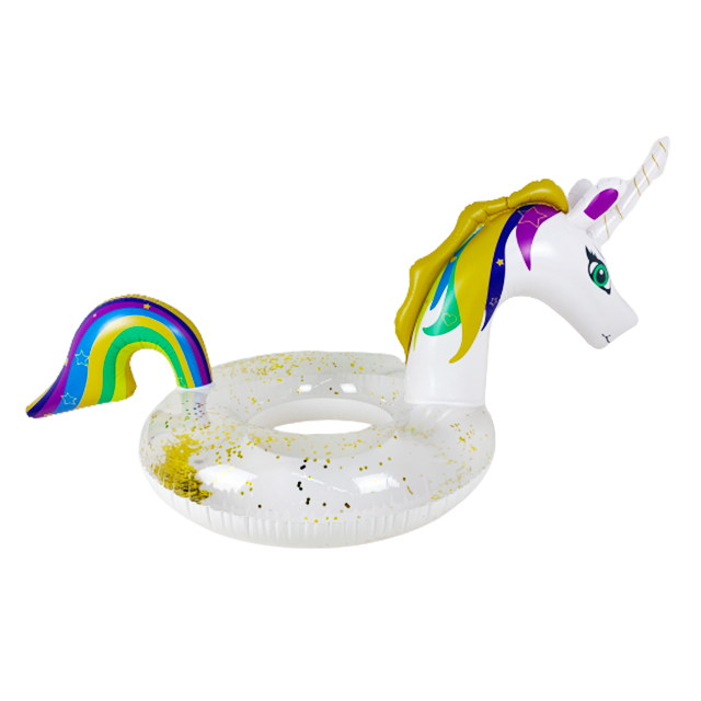 Inflatable clear sheet unicorn swimm
