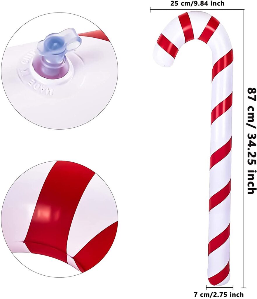 Inflatable Candy Cane Christmas Decoration Santa Walking Stick