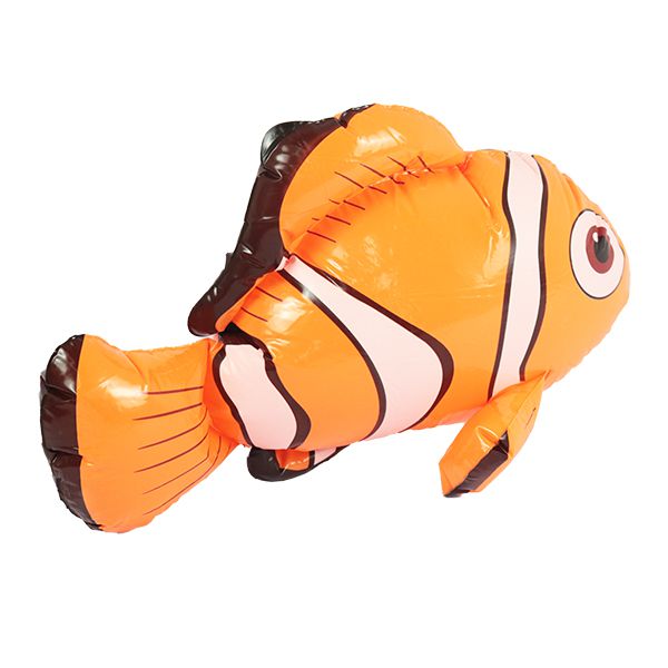 Inflatable clown fish in swimming pool Inflatable clown fish in swimming poo
