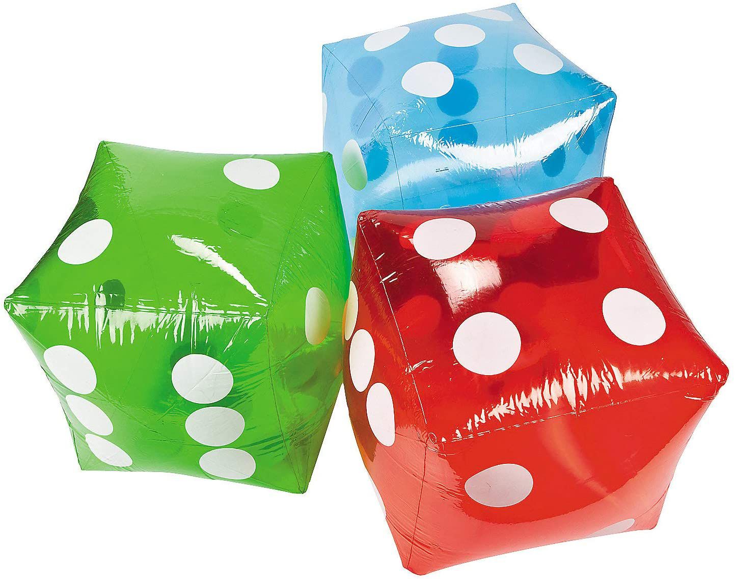 Inflated transparent dice
