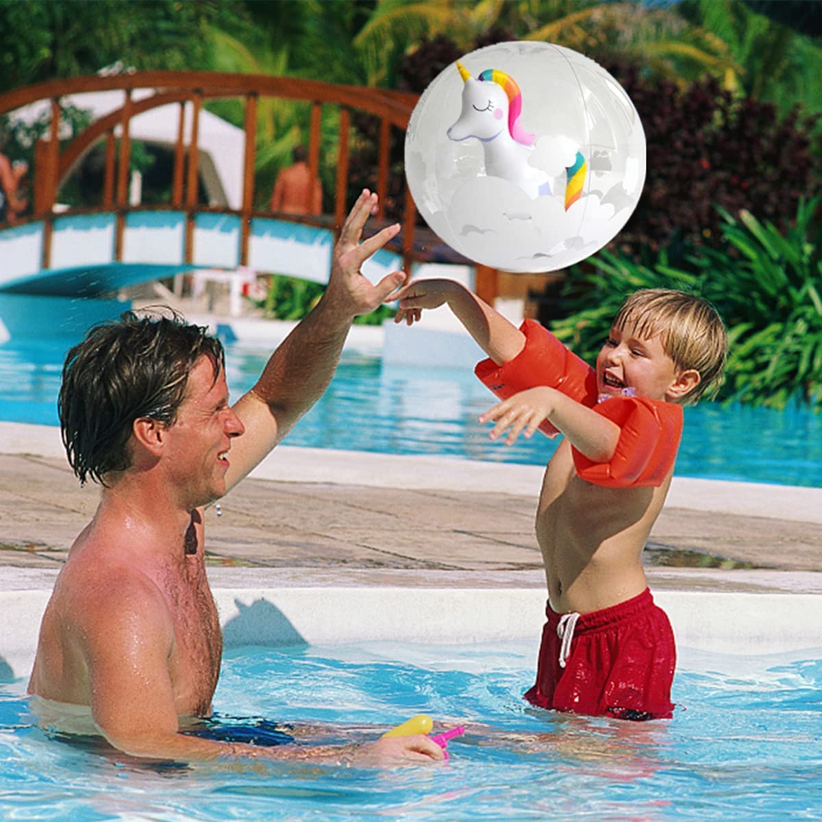 Inflatable Beach Ball 3 Pack,12 Inch 3D Beach Toys for Kids, Swimming Pool Balls Pool Party Toys for Water Games Summer Beach