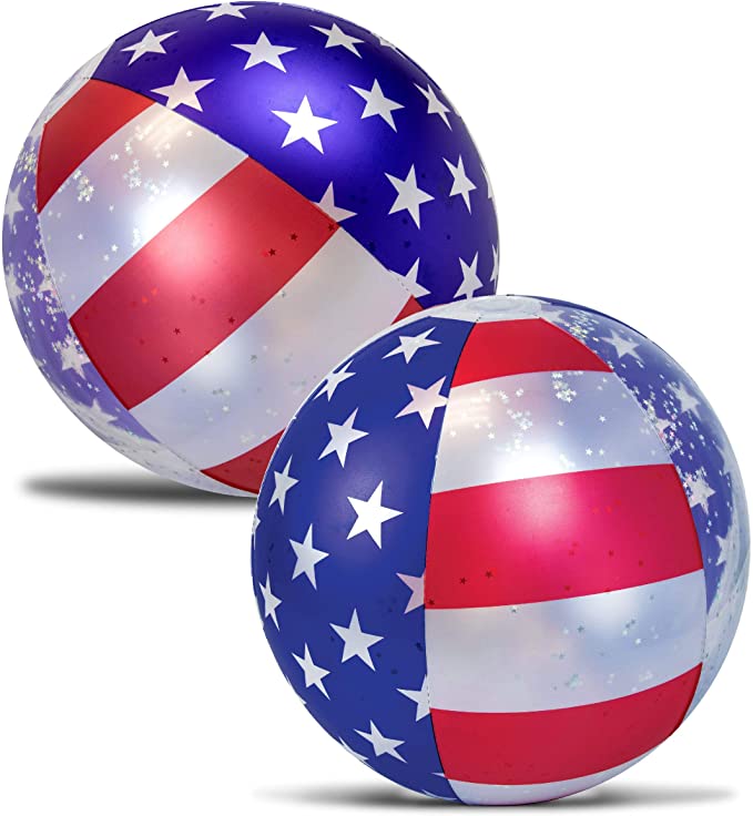 2 Pack Inflatable Pool Beach Balls Filled with Sparkle Silver Stars Confetti Cool Party Float USA Flag 2 Pack Inflatable Pool Beach Balls Filled with Sparkle Silver Stars Confetti Cool Party Float USA Flag