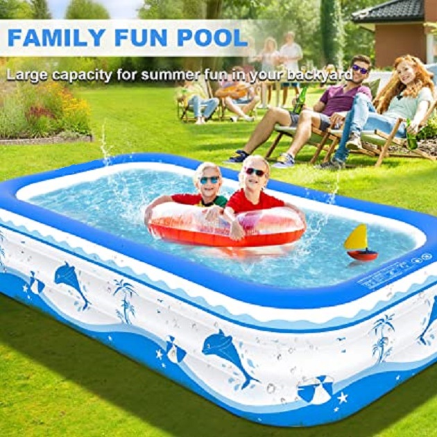 Inflatable Swimming Pools for Kids Quick Set Round Swimming Pool Kiddie Pool rectangle Above Ground, Outdoor, Yard, Garden