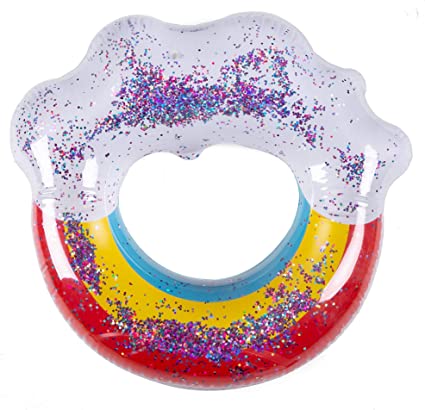 Inflatable Rainbow Pool Float with Glitter Inside Fun Beach Swimming Ring Party Toys Summer Pool Raft Lounger for Adults Kids Inflatable Rainbow Pool Float with Glitter Inside Fun Beach Swimming Ring Party Toys Summer Pool Raft Lounger for Adults Kids