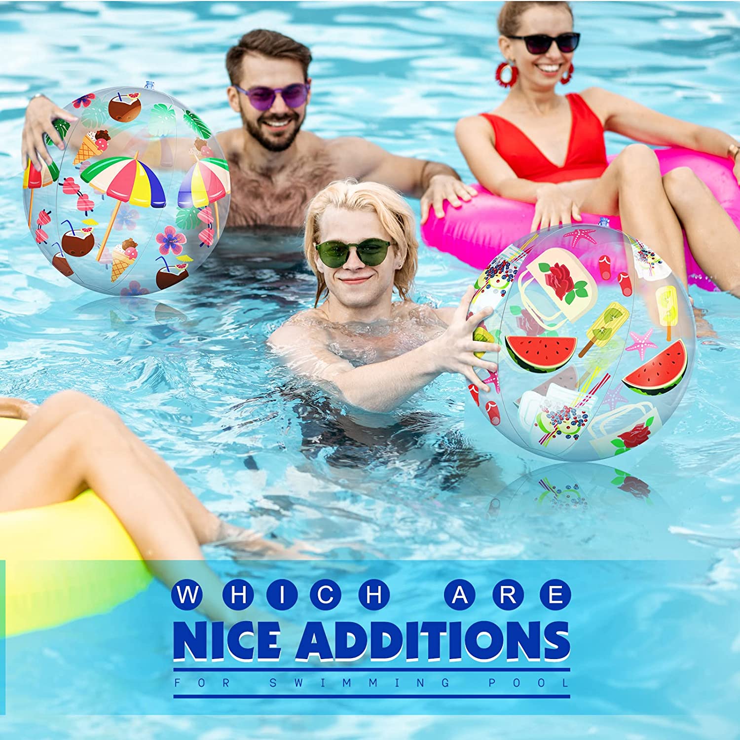 3 Pieces Inflatable Beach Balls 13 Inch Inflatable Beach Ball for Kids Transparent Swimming Pool Party Ball
