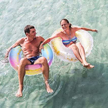 3 Pack Inflatable Swimming Rings Kid Swim Rings Pool Tubes Sparkling Pool Ring Toys for Kids Summer Beach Swimming Pool Supplies