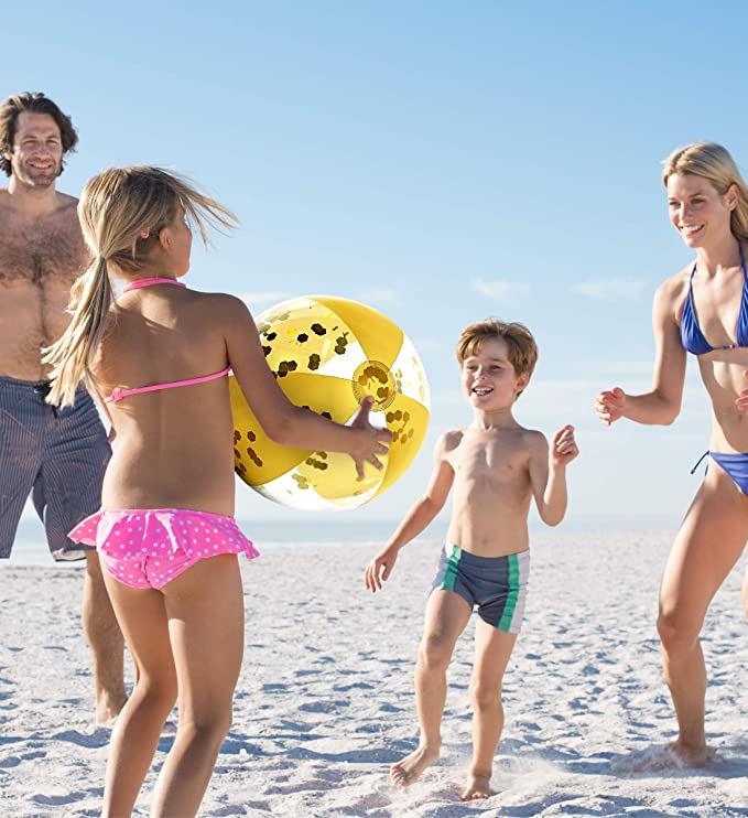 Beach Sand Balls for Adult And Kids Eco-friendly PVC Inflatable Glitter Beach Ball Confetti Swimming Pool Party Balls