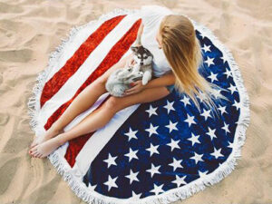 American flag beach towel mat